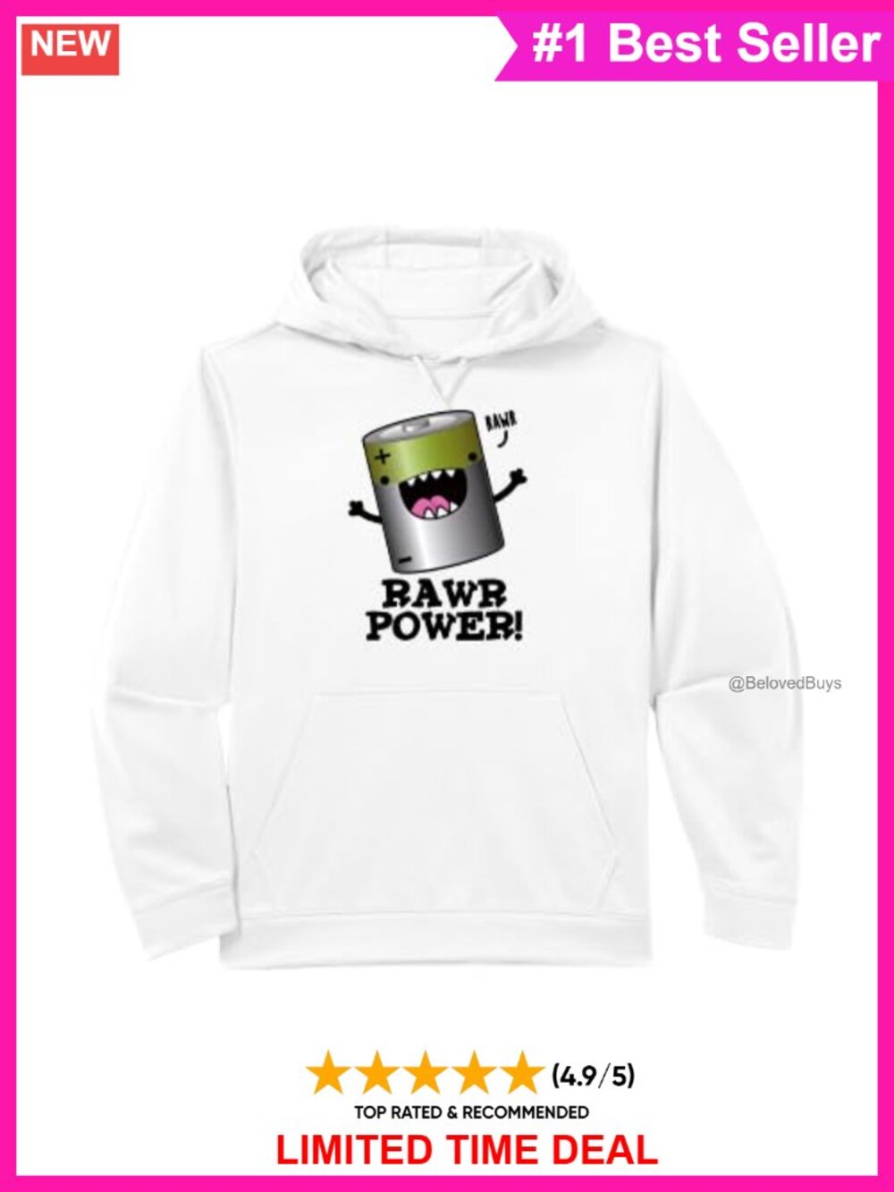 Rawr Power Battery Pun Performance Hoodie